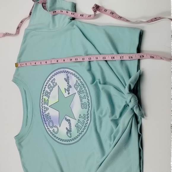 Converse size large girls mint green Chuck Taylor all-star crop tee with tie - Picture 6 of 7